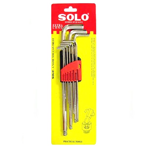 SKI - สกี จำหน่ายสินค้าหลากหลาย และคุณภาพดี | SOLO #910 หกเหลี่ยมหัวบอล สีขาวยาว 9ตัวชุด 1.5-10mm Code 6058 (6ชุด/ก)